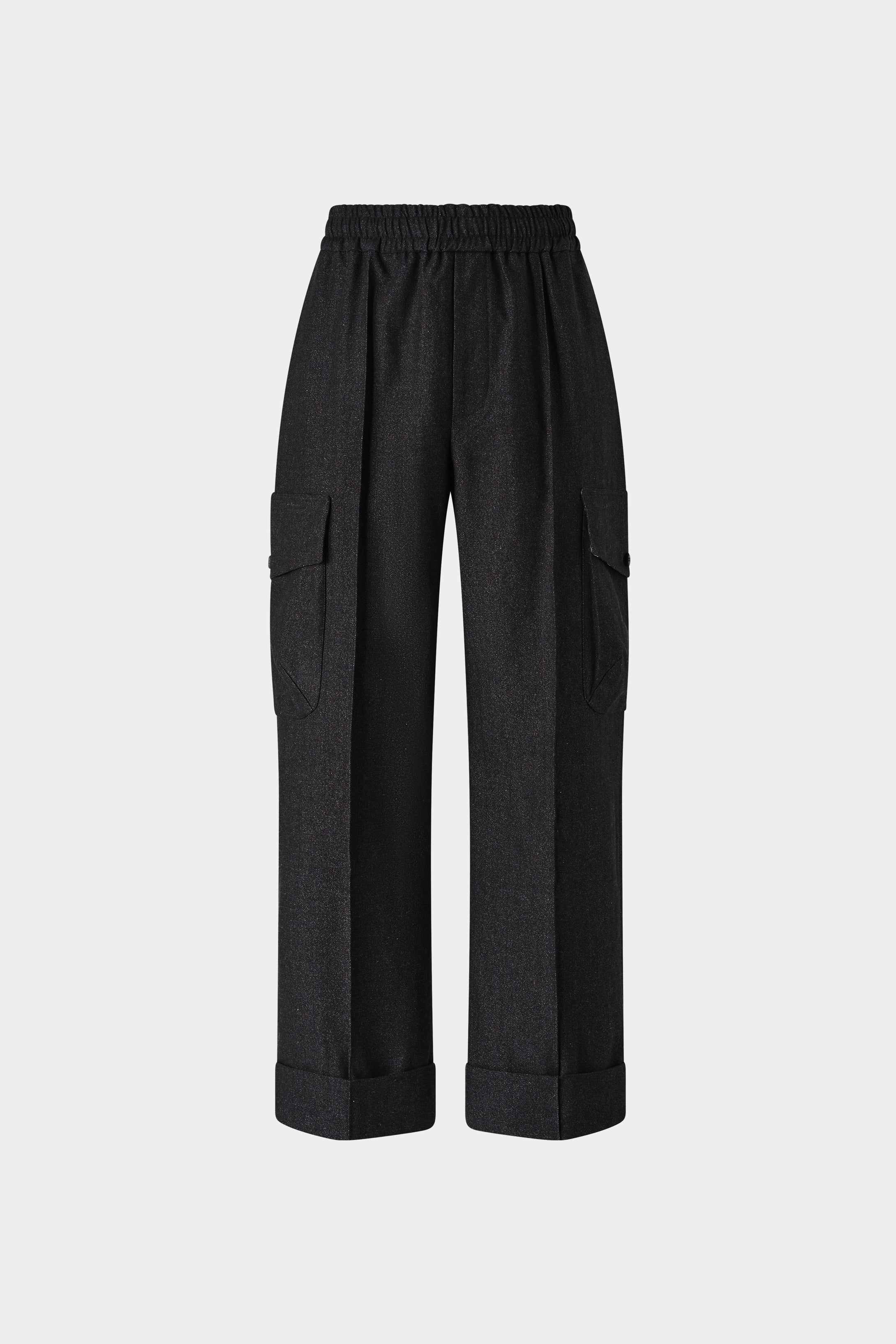 Black Cargo Pants in Cotton
