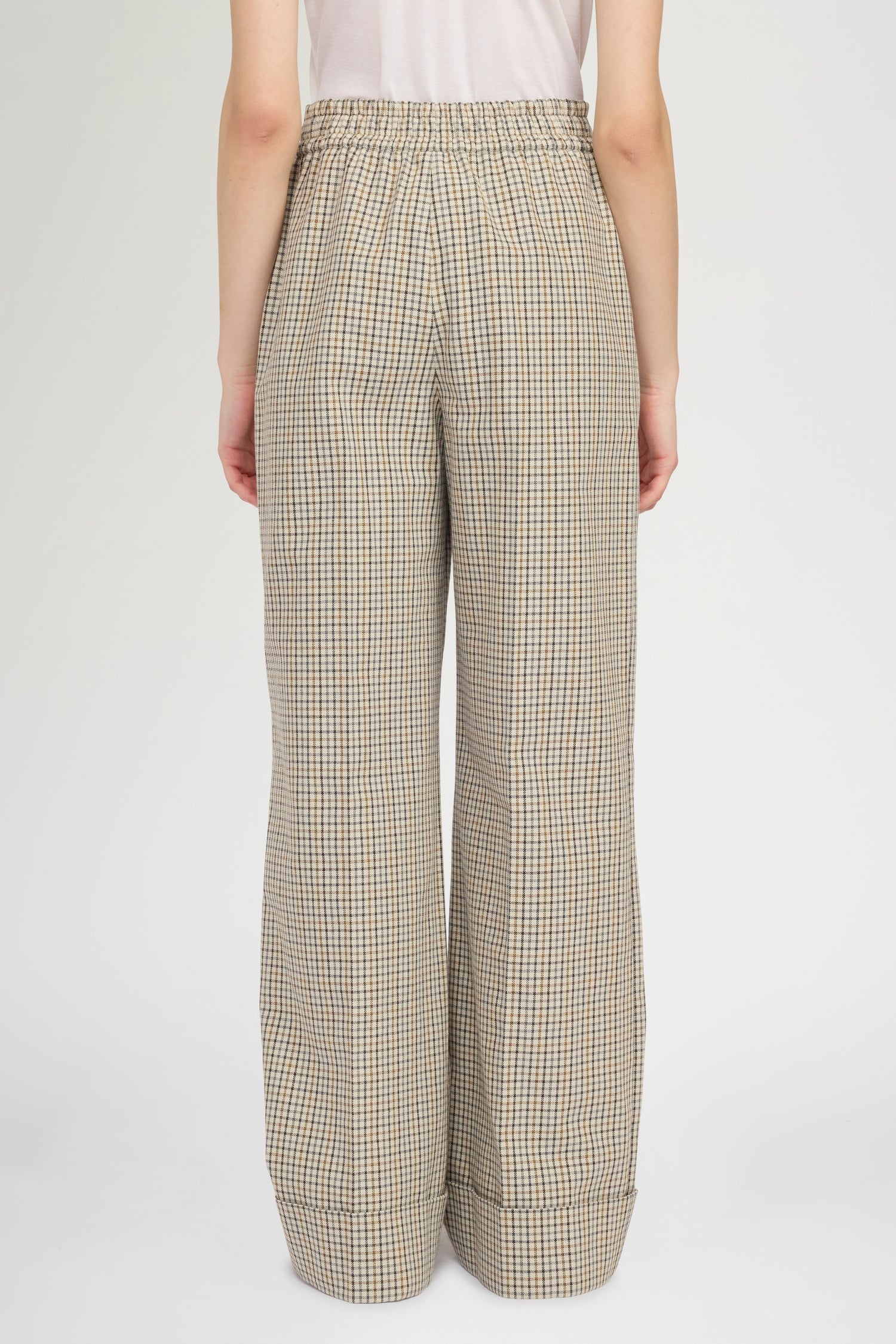 Pantalone Risvolto in Micro Check