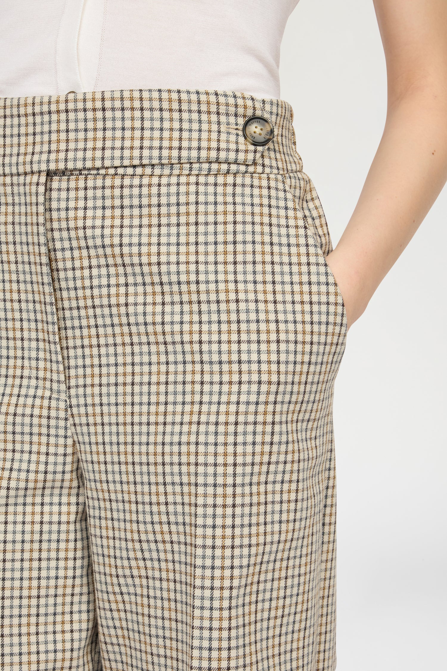 Pantalone Risvolto in Micro Check
