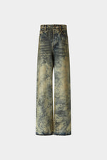Mid-Rise Straight-Leg Denim Pants