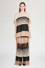 Knit Pants with Beige and Black Patchwork
