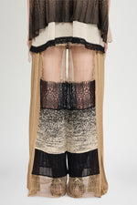 Knit Pants with Beige and Black Patchwork