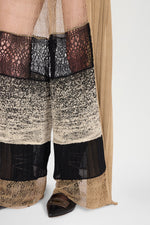 Knit Pants with Beige and Black Patchwork