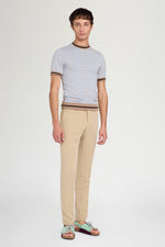 Beige Straight-Leg Tailored Trousers