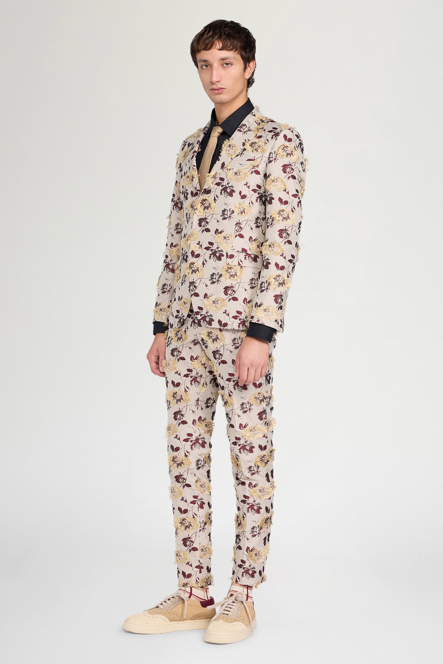 Pantaloni Sartoriali in Jacquard Floreale