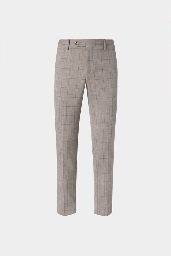 Pantaloni Sartoriali Grigi a Quadri Gamba Dritta