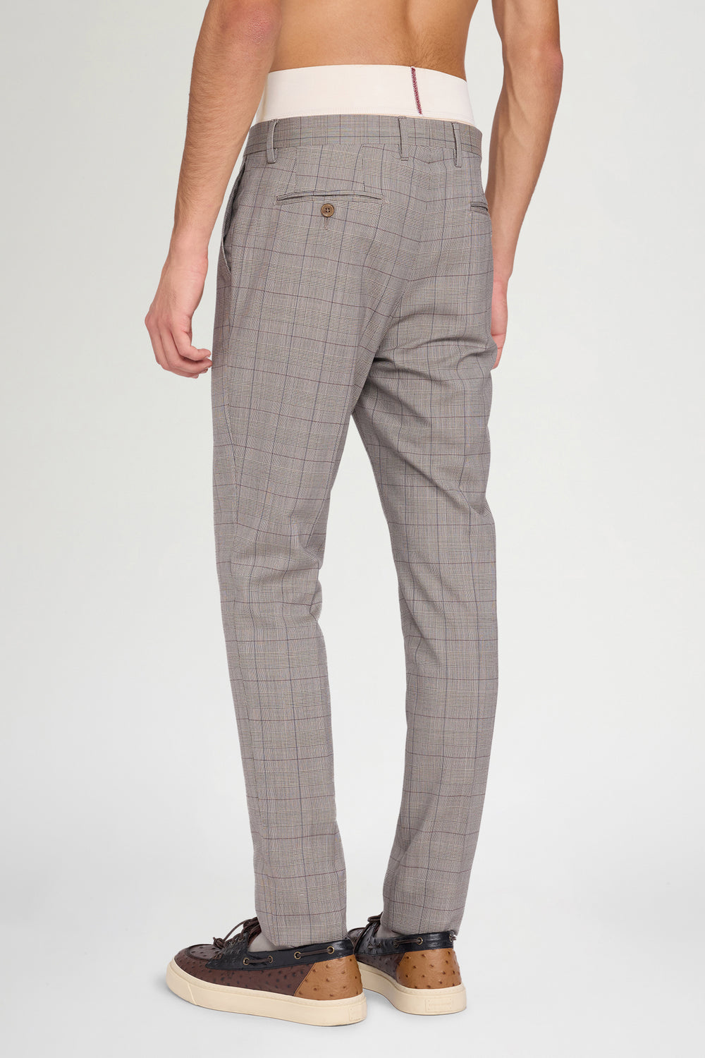 Pantaloni Sartoriali Grigi a Quadri Gamba Dritta