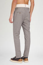 Pantaloni Sartoriali Grigi a Quadri Gamba Dritta