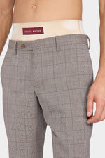 Pantaloni Sartoriali Grigi a Quadri Gamba Dritta