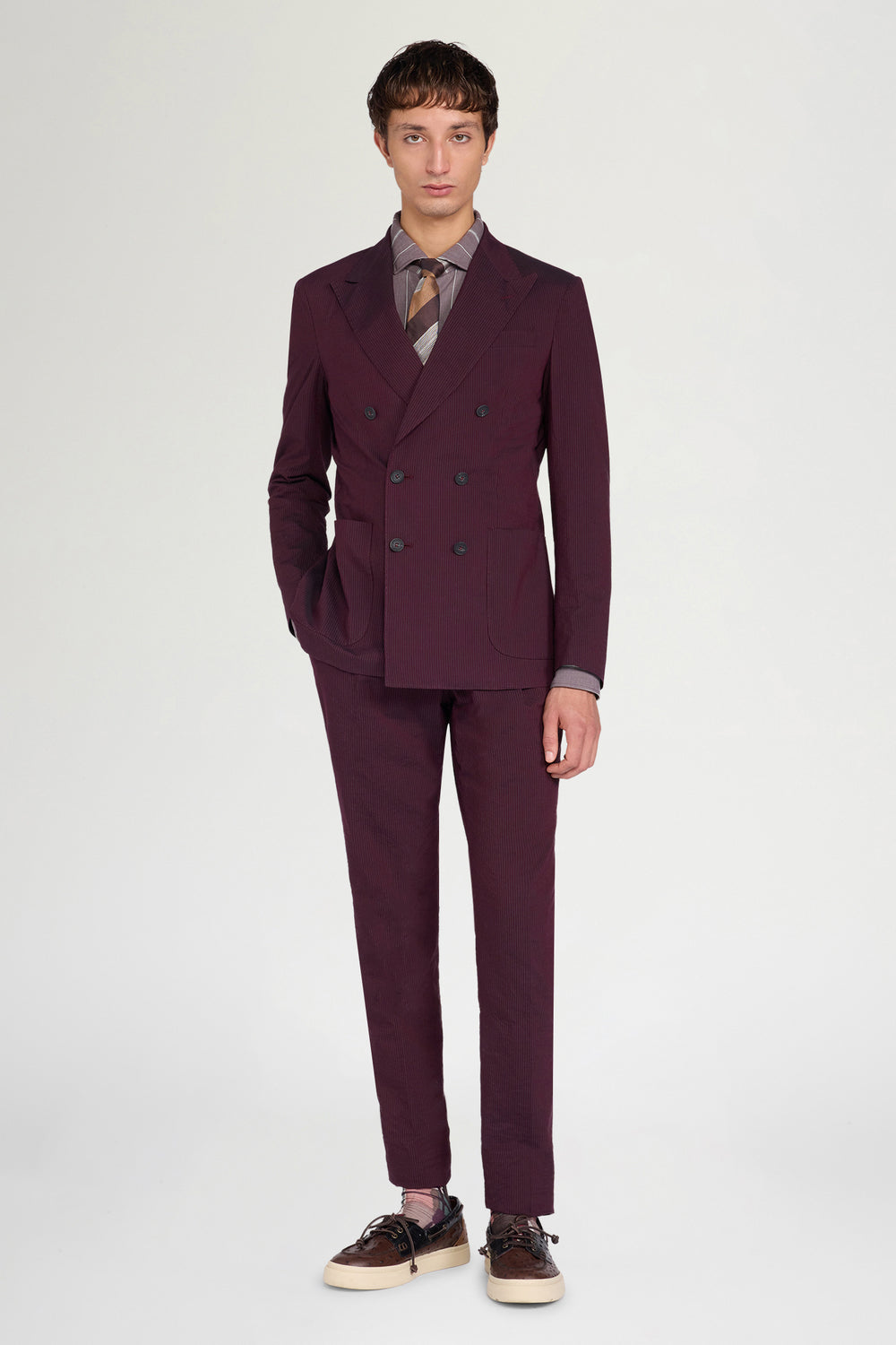 Bordeaux Straight-Leg Tailored Trousers