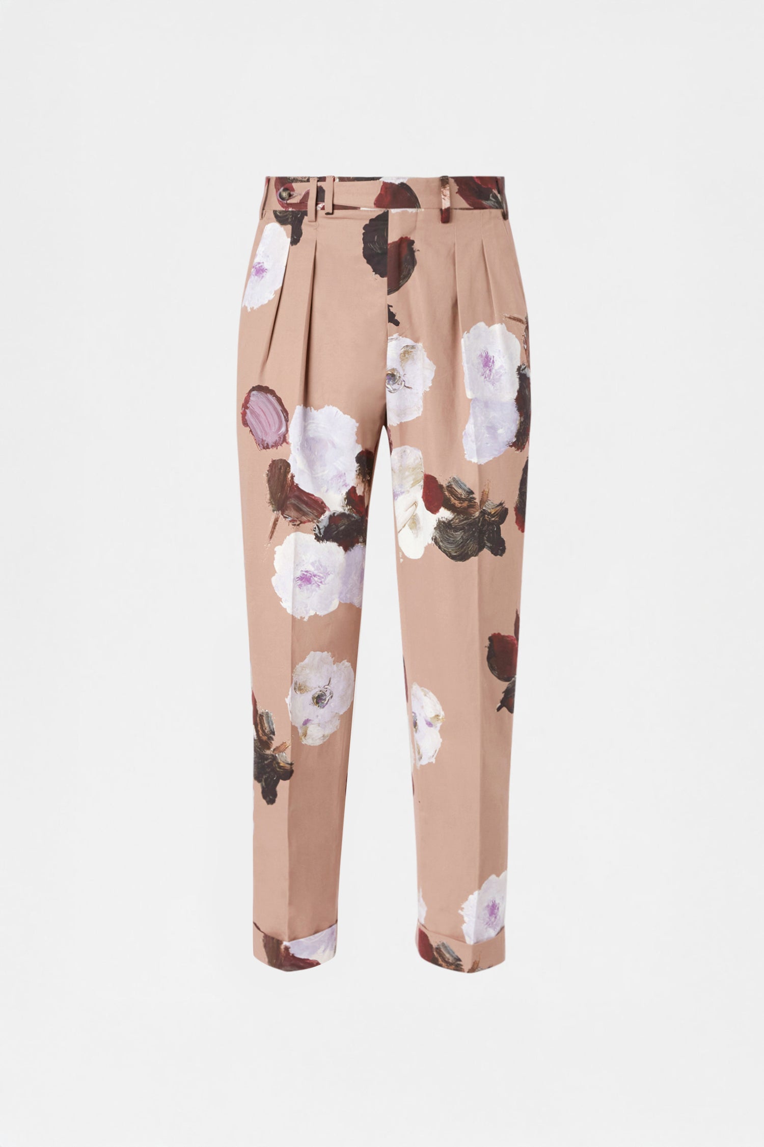 Pantaloni Sartoriali Floreali Rosa Polvere