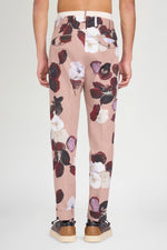 Pantaloni Sartoriali Floreali Rosa Polvere