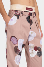 Pantaloni Sartoriali Floreali Rosa Polvere