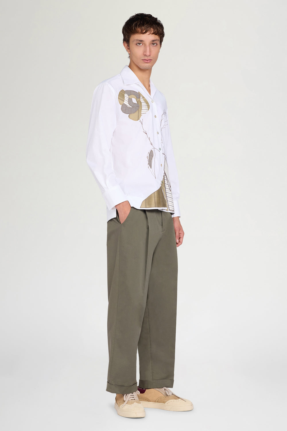 Tailored Wide Olive Pants