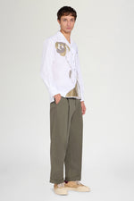 Tailored Wide Olive Pants