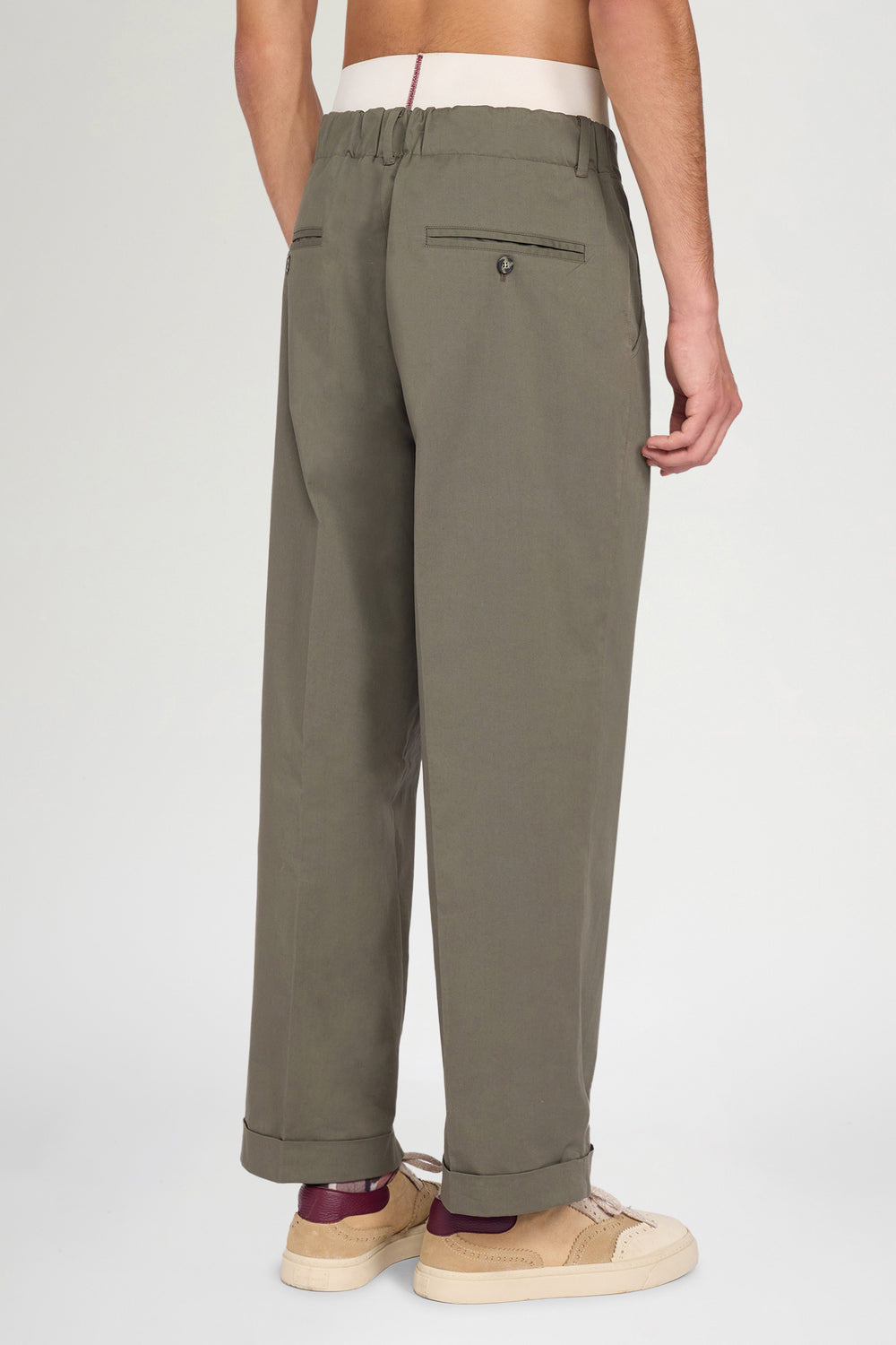 Tailored Wide Olive Pants