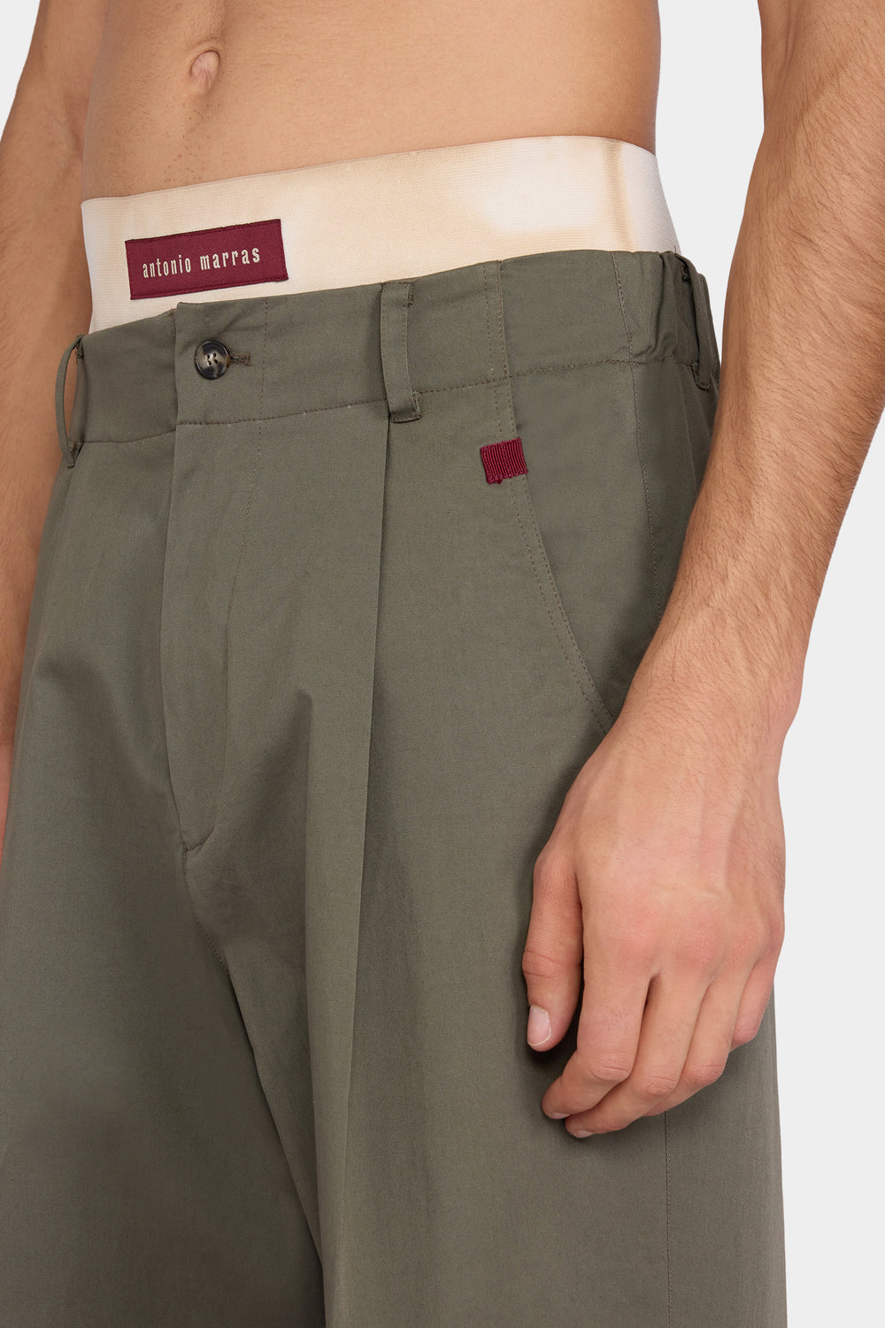 Tailored Wide Olive Pants