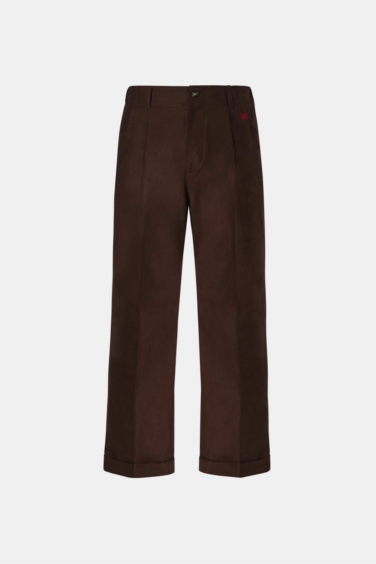 Brown Loose Two-Pleat Pants