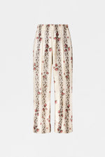 Ivory Floral Stripe Relaxed Pants
