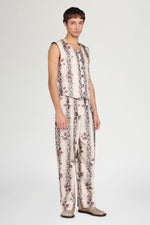 Ivory Floral Stripe Relaxed Pants
