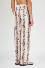 Ivory Floral Stripe Relaxed Pants