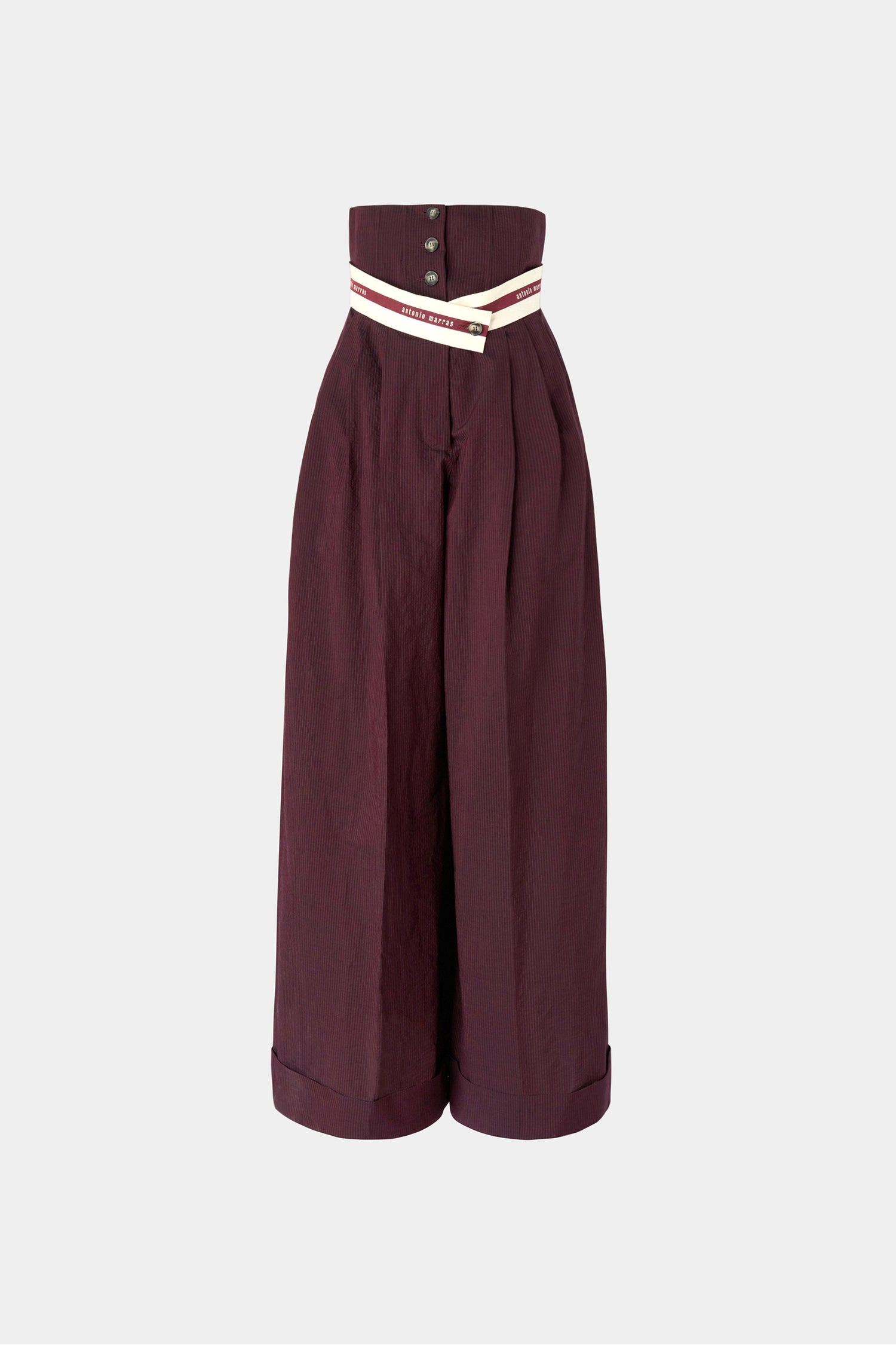 Pantaloni Bustier Bordeaux a Righe Sottili