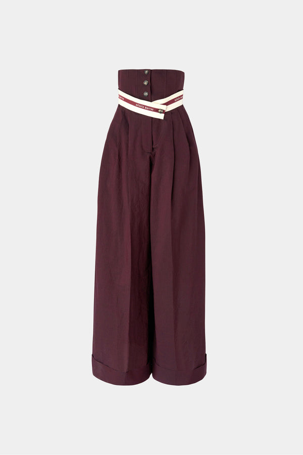 Burgundy Pinstripe Bustier Pants