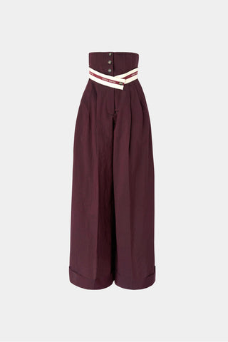 Burgundy Pinstripe Bustier Pants