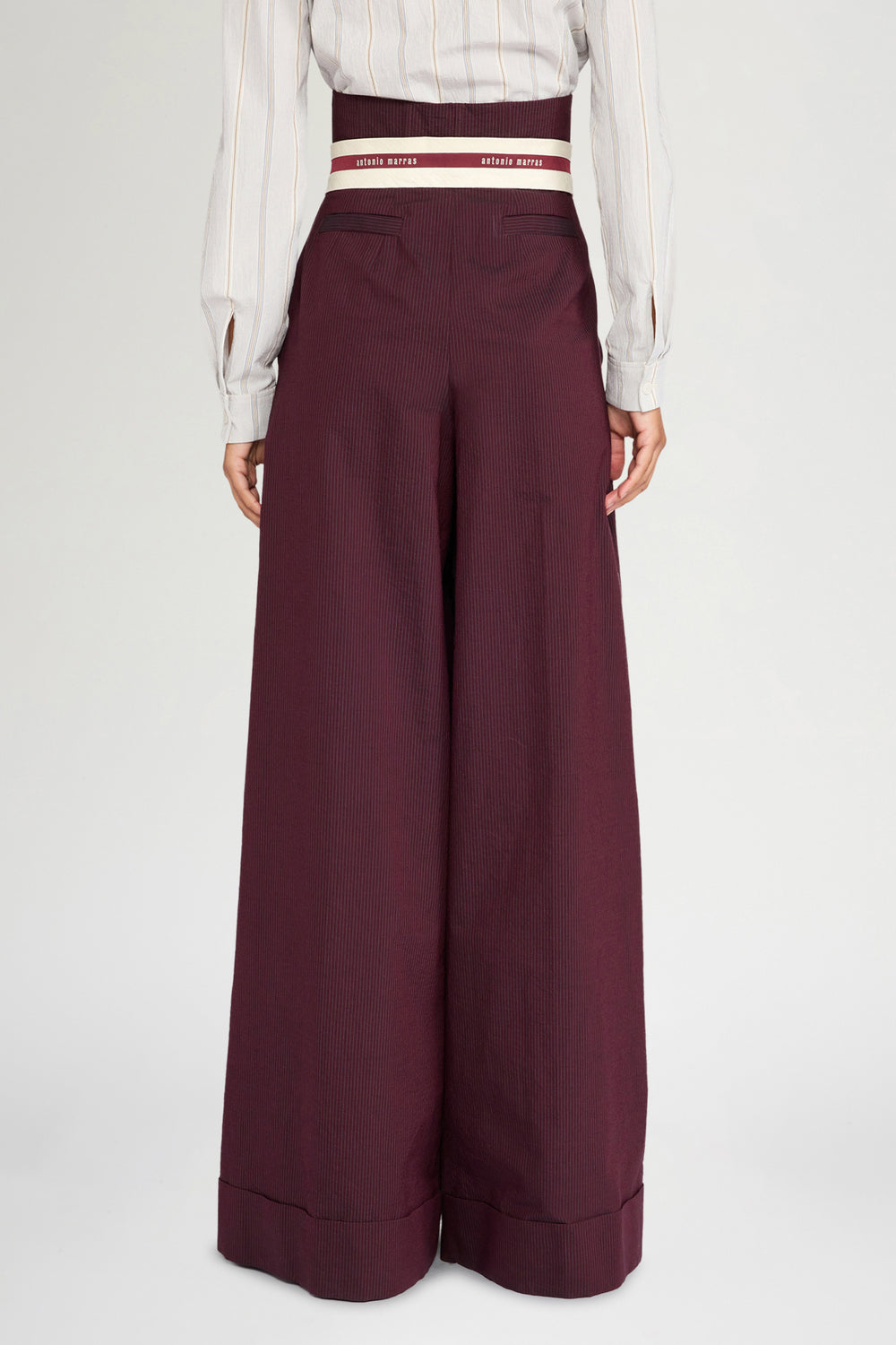Burgundy Pinstripe Bustier Pants
