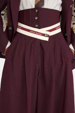Pantaloni Bustier Bordeaux a Righe Sottili