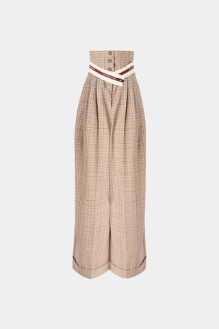 Wide Bustier Tartan Pants