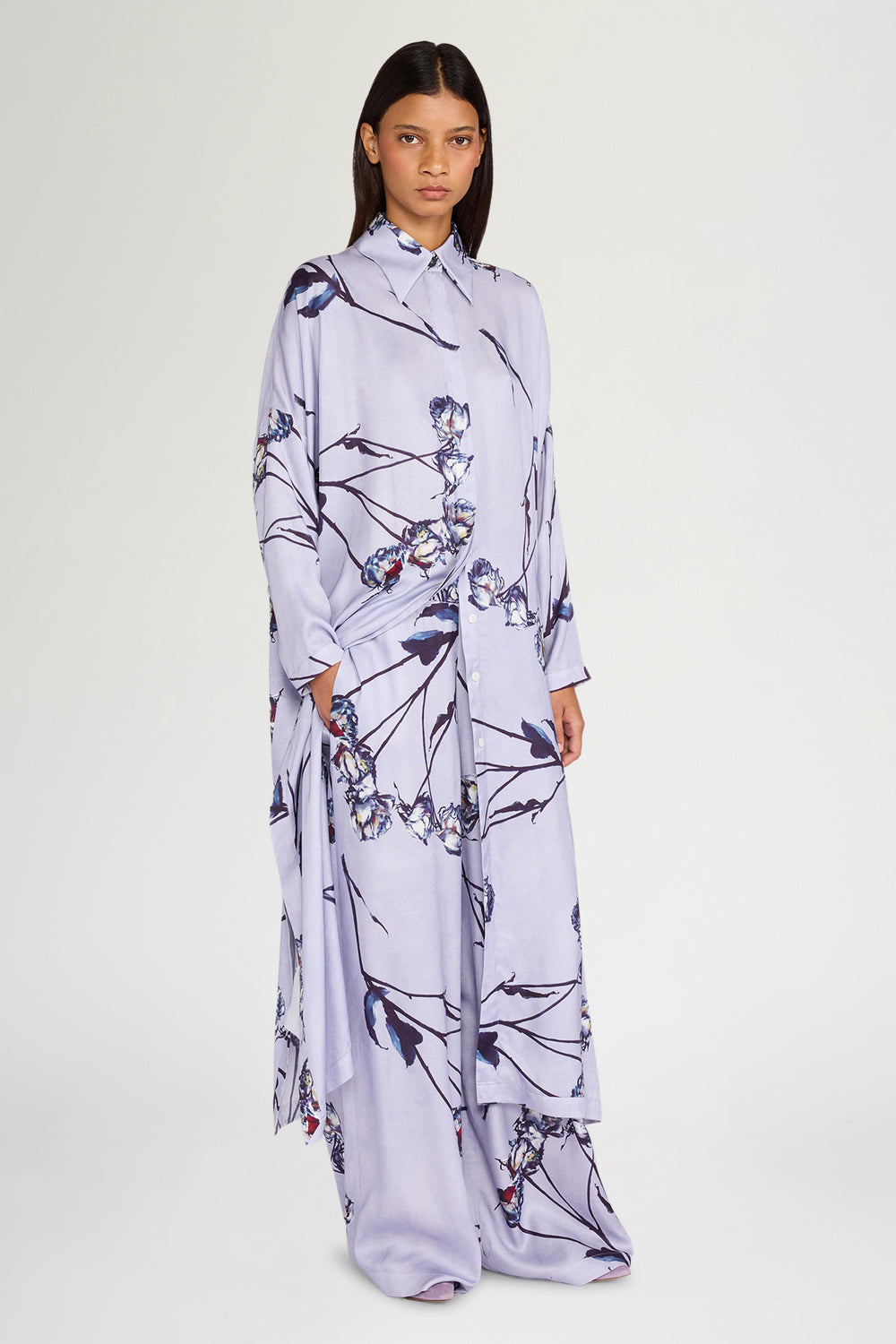 Lilac Painted Rose Palazzo Pants