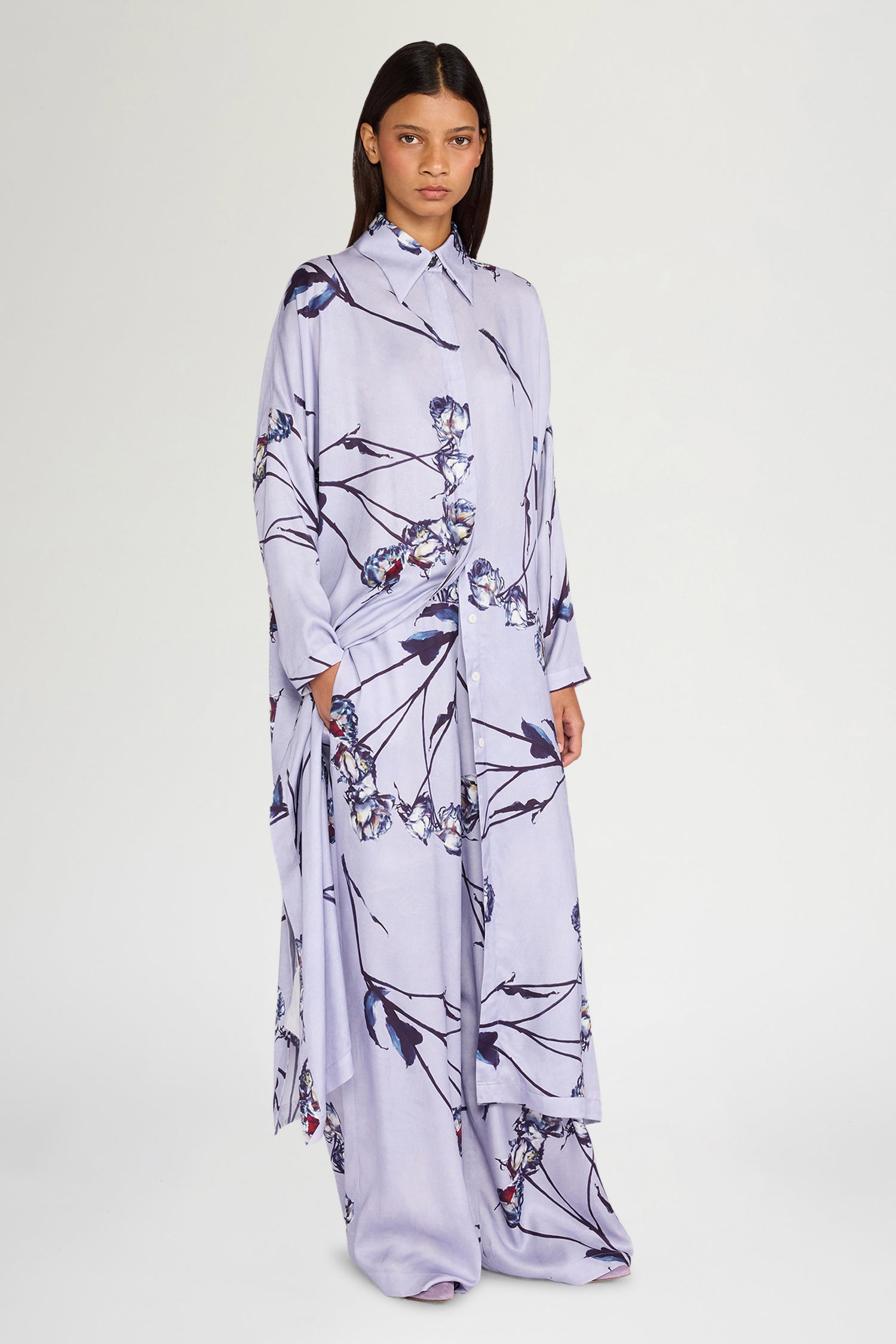 Lilac Painted Rose Palazzo Pants