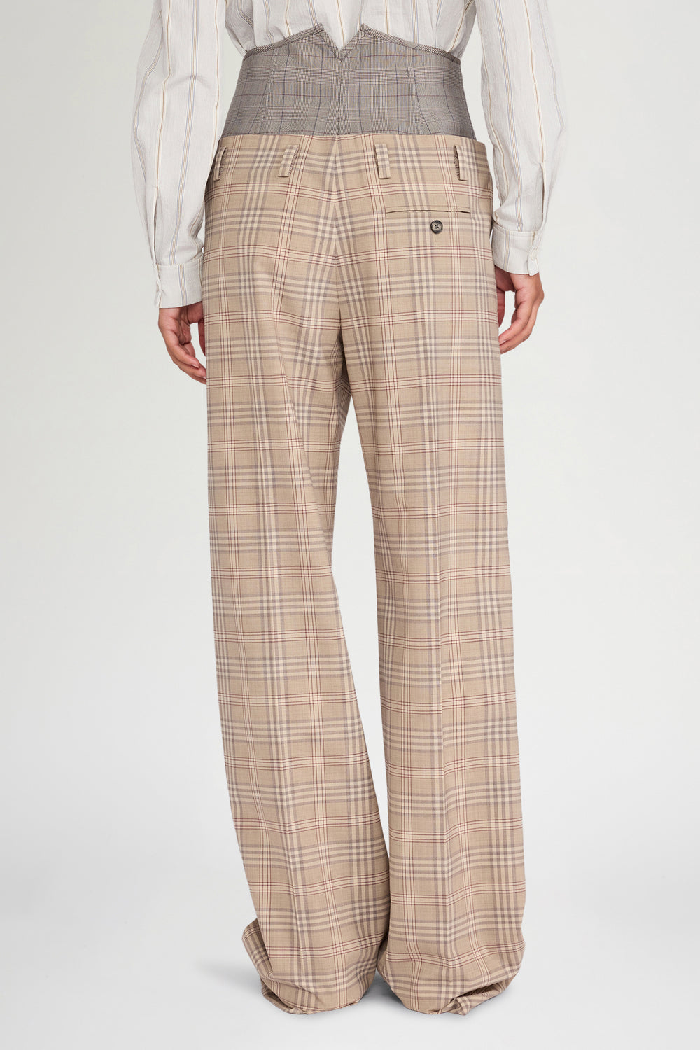 Pantaloni Bustier Tartan Beige