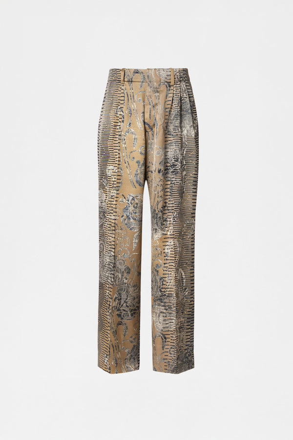 Patterned Tailored Pleated Pants