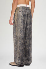 Patterned Tailored Pleated Pants
