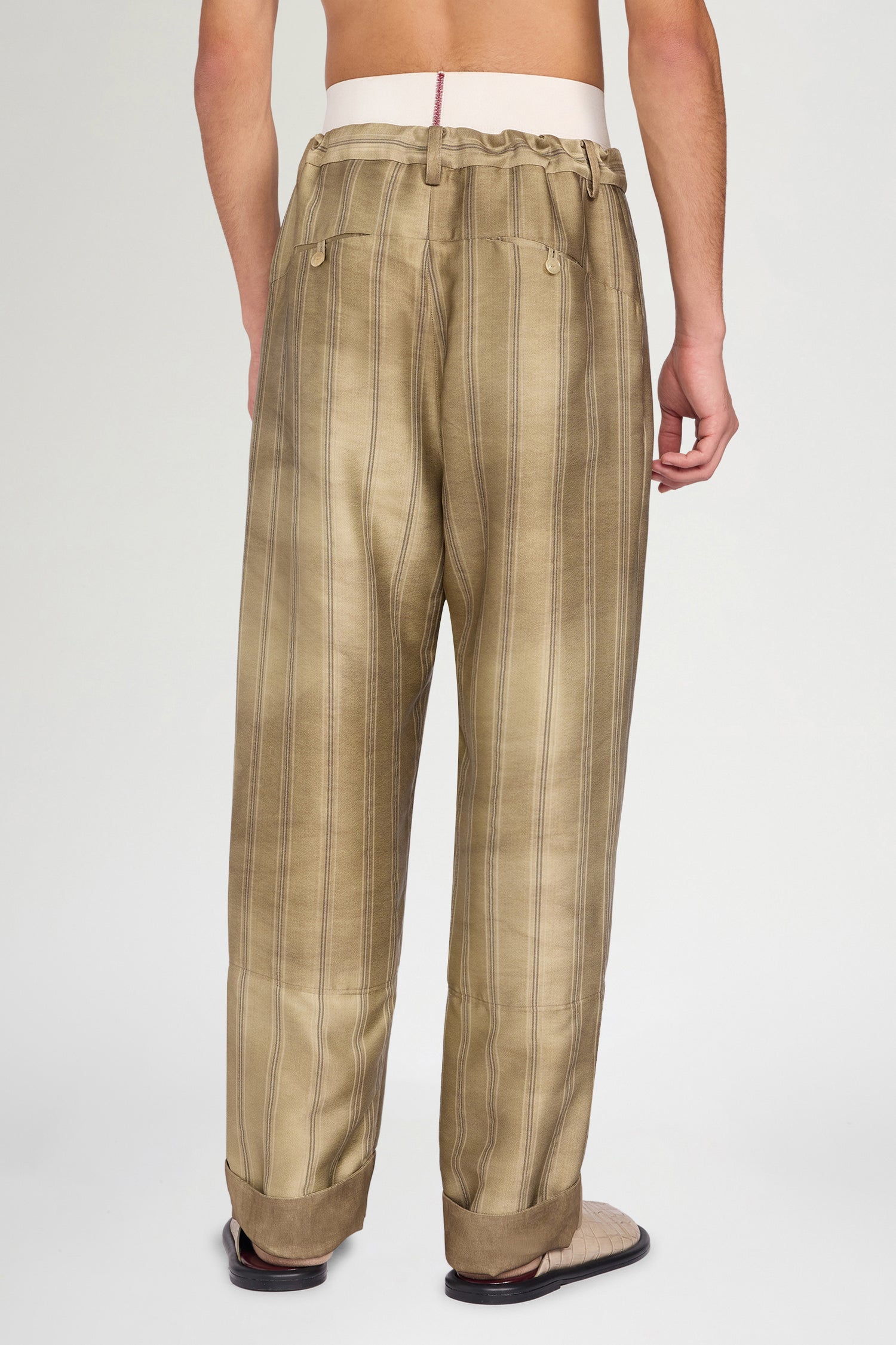 Gold Striped Relaxed Tailored Pants