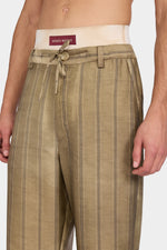 Gold Striped Relaxed Tailored Pants