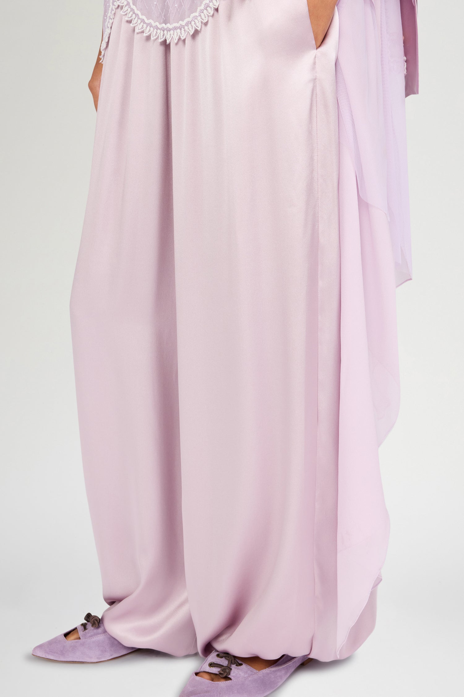 Lilac Silk Satin Joggers