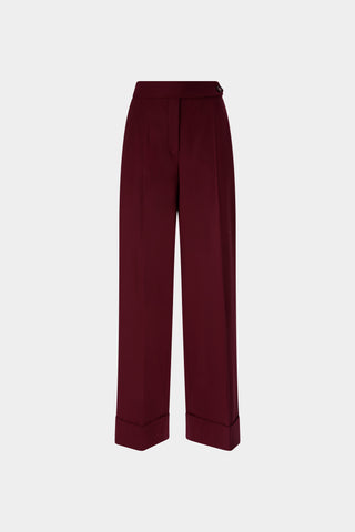 Burgundy Wide-Leg Trousers