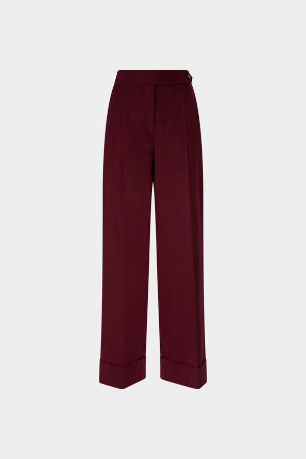 Burgundy Wide-Leg Trousers