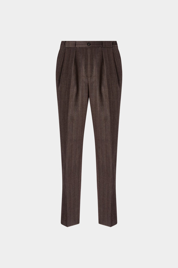 Double-Pleat Wool Tailored Trousers