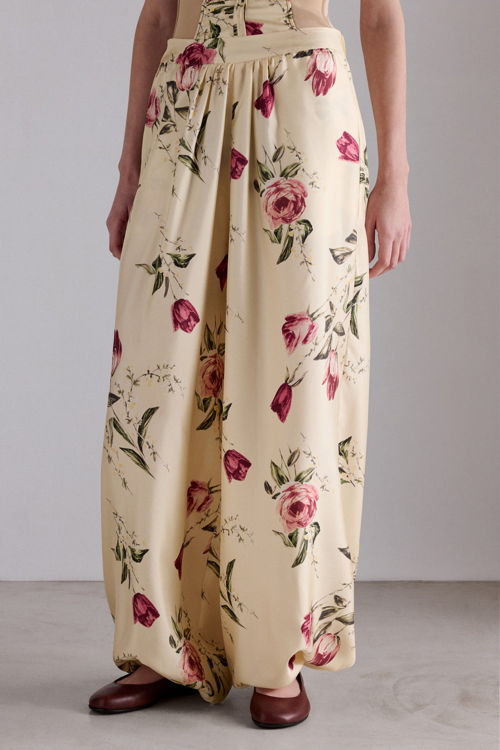 Rose and Tulip Silk Harem Pants