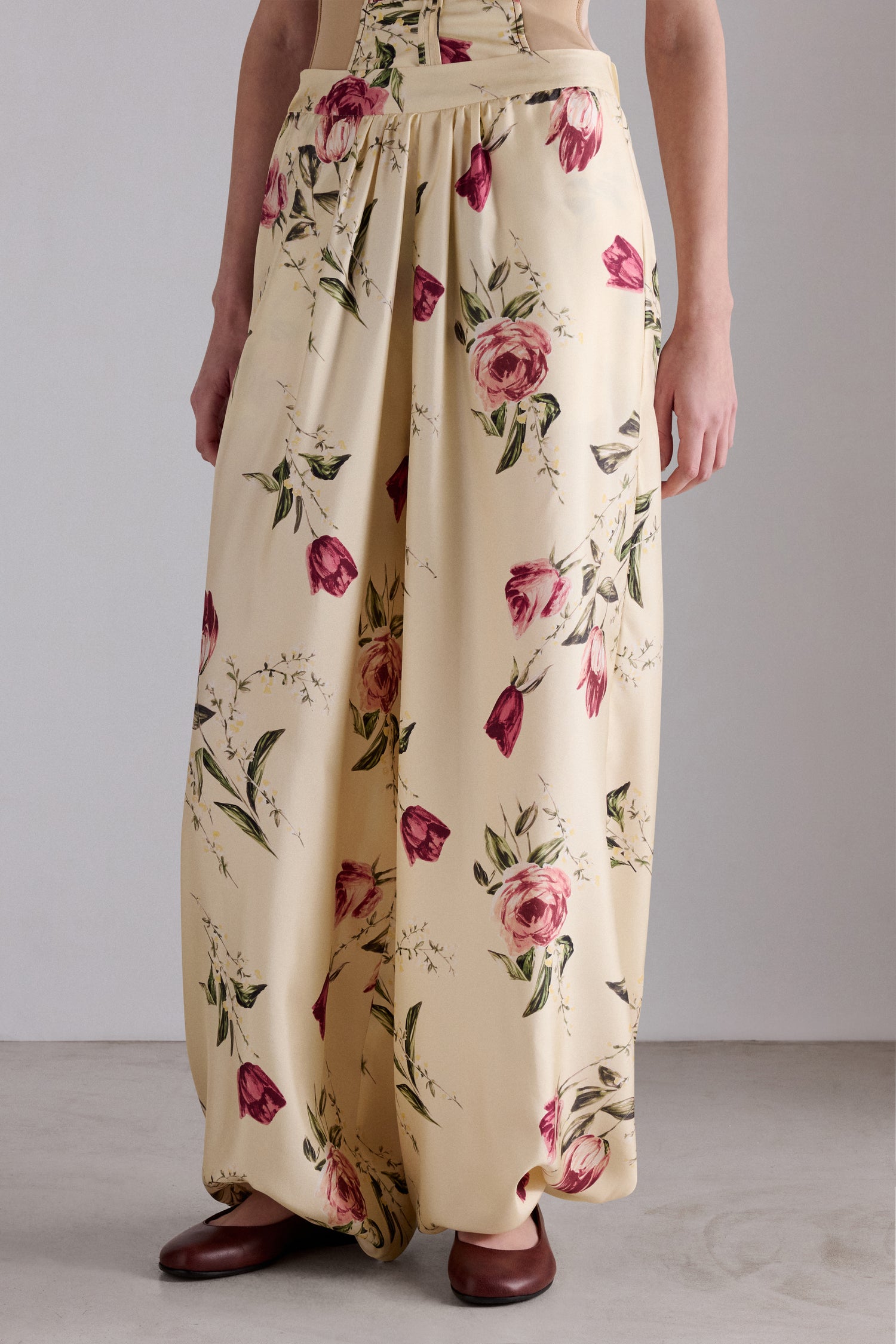 Rose and Tulip Silk Harem Pants