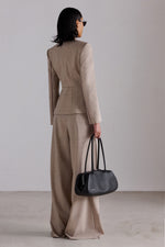 Sand Mélange Wide-Leg Trousers