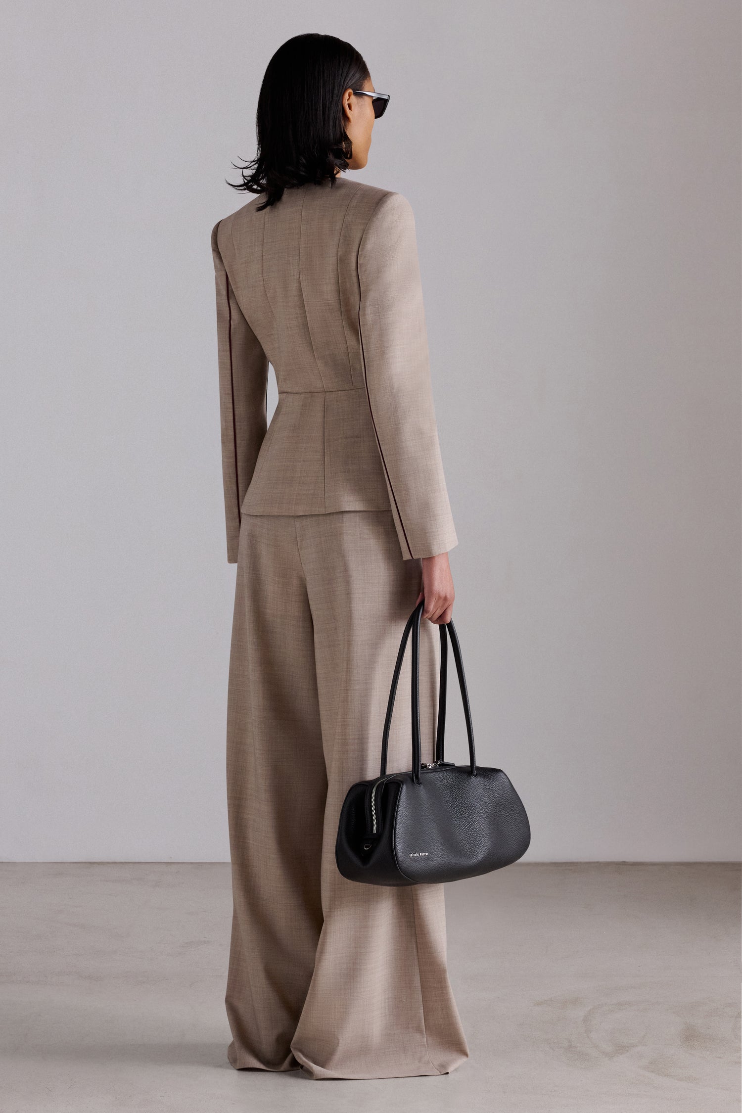 Sand Mélange Wide-Leg Trousers