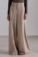 Sand Mélange Wide-Leg Trousers