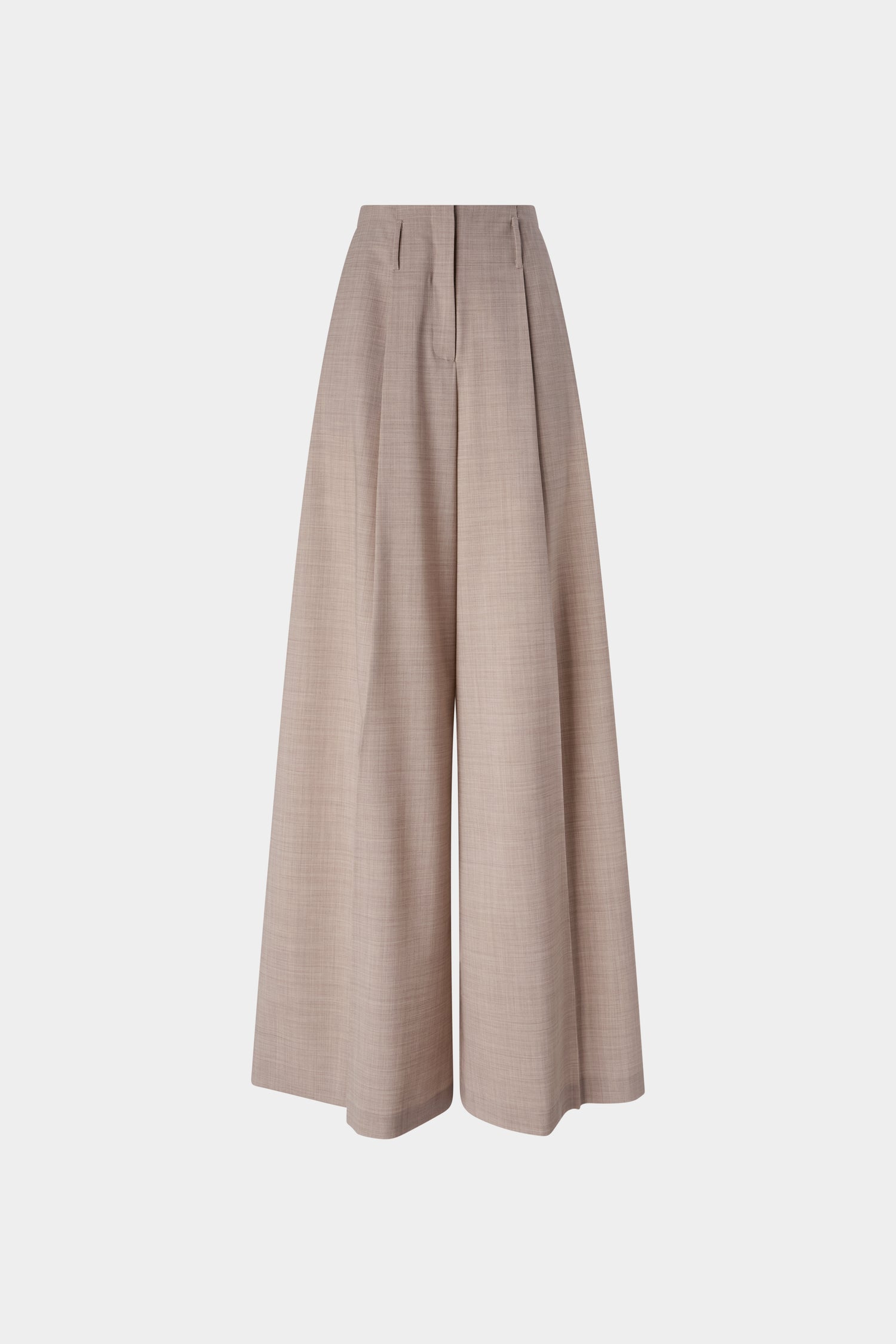 Sand Mélange Wide-Leg Trousers