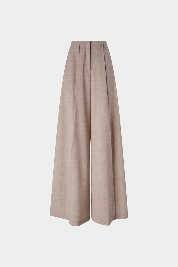 Sand Mélange Wide-Leg Trousers