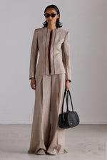 Sand Mélange Wide-Leg Trousers
